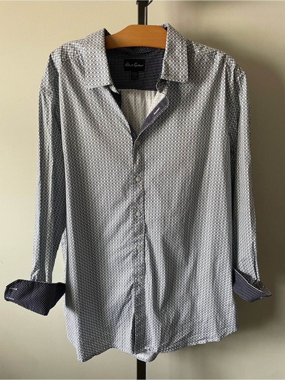 Robert Graham Flip Cuff Long Sleeve Button Down Shirt Geometric Mens XXL